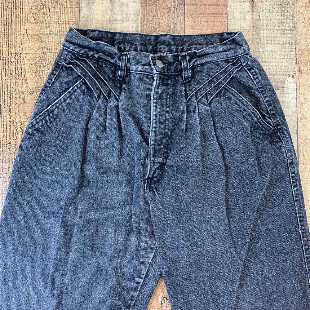 Vintage Roper Bareback High Rise Black Denim Pleated Mom Jeans Women's 9 x 30.5